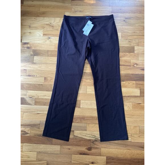 Eileen Fisher Washable Stretch Crepe Chocolate Brown Slim Bootcut Pants Medium - Picture 1 of 6